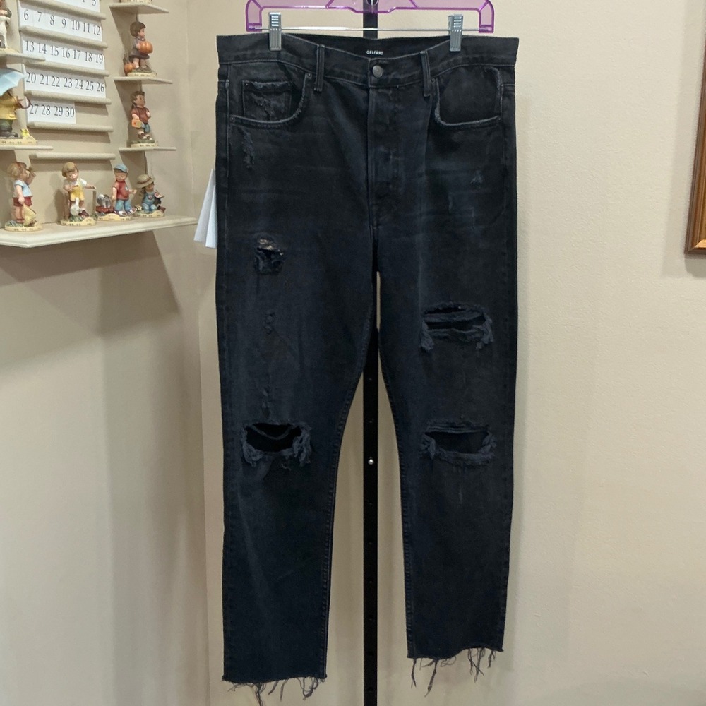 GRLFRND Jeans Karolina 31 Black Travelin Band Distressed High Rise Button Fly
